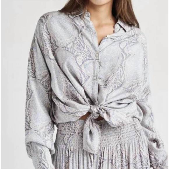 NEW SPLENDID mackenzie shirt in chicory paisy - Picture 1 of 3